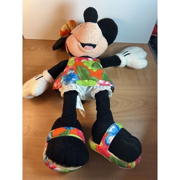 Disney Store Authentic Minnie Mouse Pool Party Plush Toy Doll  Floral Sandals - Picture 6 of 11